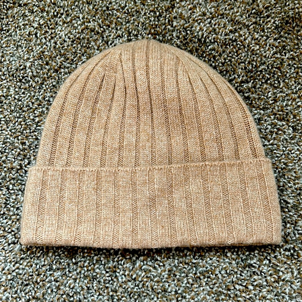 J. Crew Camel 100% Cashmere Ribbed Beanie